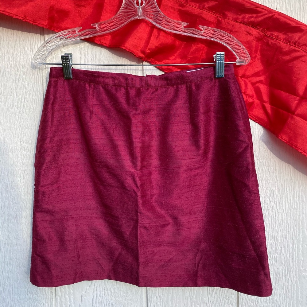 VTG French Burgundy Raw silk mini skirt